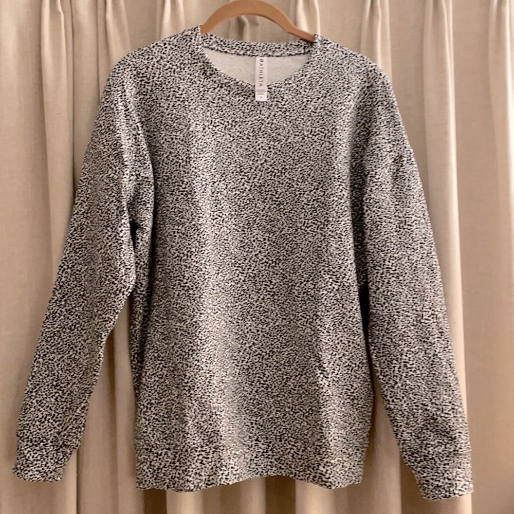 Athleta Balance sweatshirt, black and white Cheetah Print